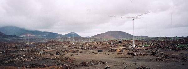 The Mars-like terrain in the north-west of the island smothered with log-periodic antennas